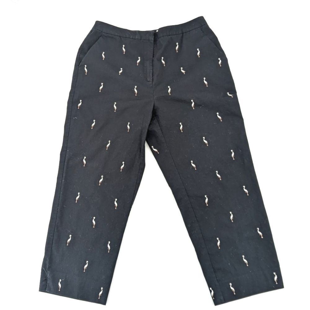 EP Pro Golf Embroidered Black Flamingo Crane Cropped Capri Pants Size 26x32